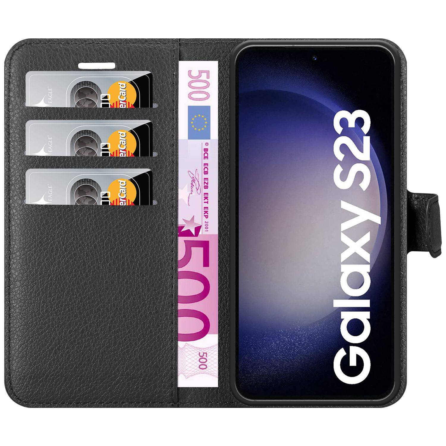 Cadorabo Hülle für Samsung Galaxy S23 Schutz Hülle in Schwarz Handyhülle Etui Case Cover Magnetverschluss-4