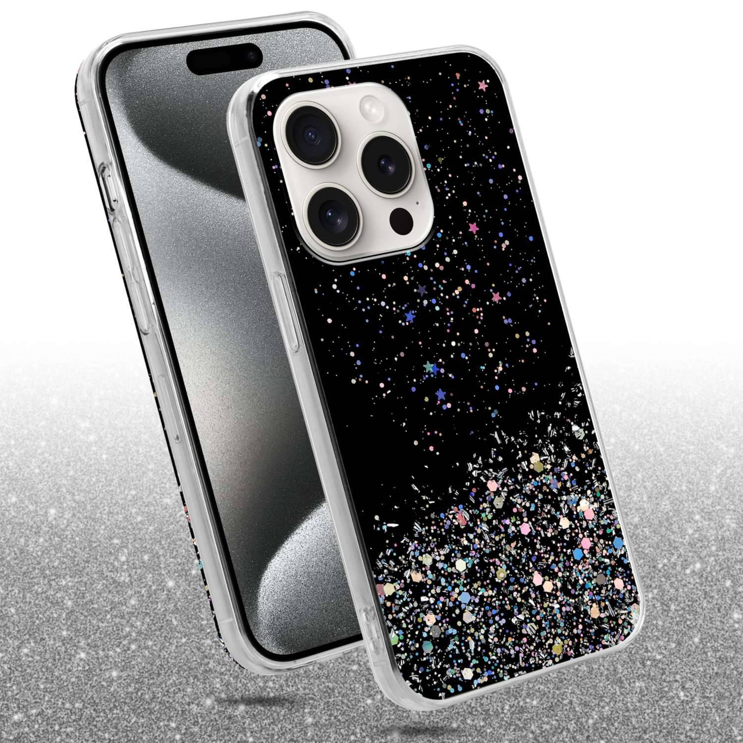 Cadorabo Hülle für Apple iPhone 15 PRO MAX Schutz Hülle in Schwarz Handyhülle TPU Etui Glitter Cover Case Glitzer-1