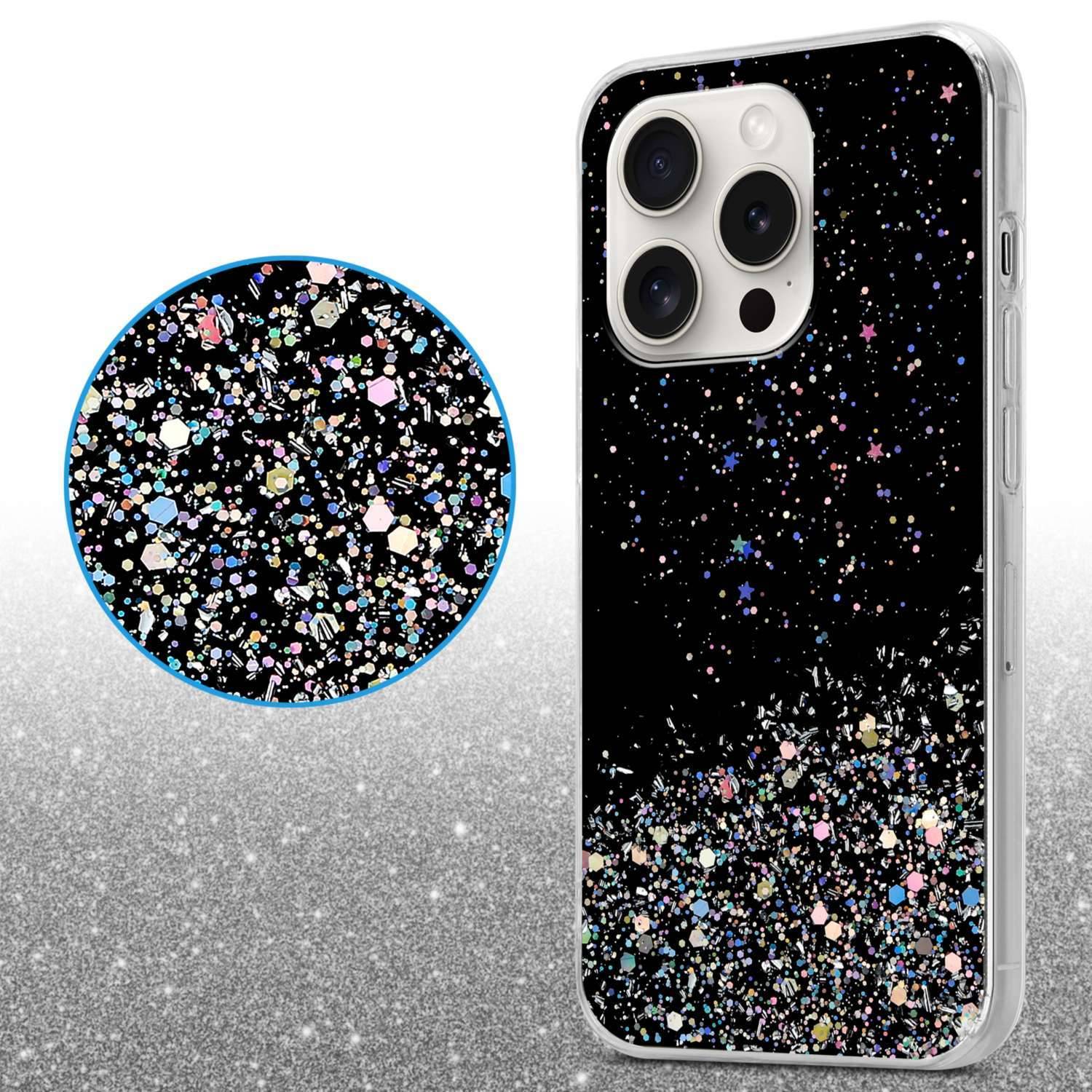 Cadorabo Hülle für Apple iPhone 15 PRO MAX Schutz Hülle in Schwarz Handyhülle TPU Etui Glitter Cover Case Glitzer-3