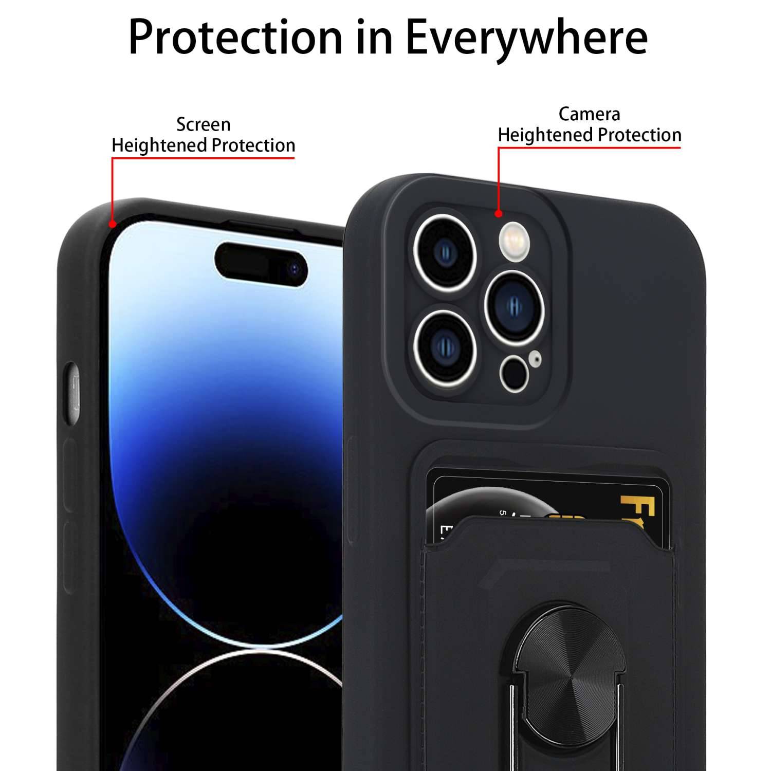Cadorabo Handy Kette mit Standfunktion kompatibel mit Apple iPhone 15 PRO in Schwarz - Silikon Schutzhülle mit-2