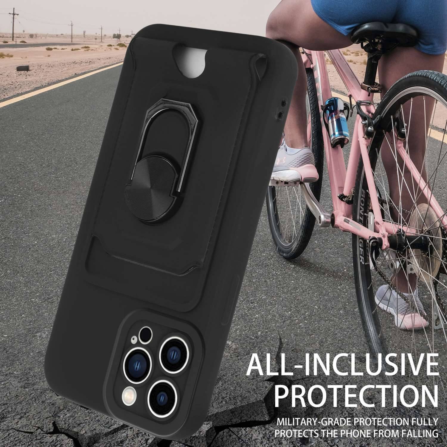 Cadorabo Handy Kette mit Standfunktion kompatibel mit Apple iPhone 15 PRO in Schwarz - Silikon Schutzhülle mit-3