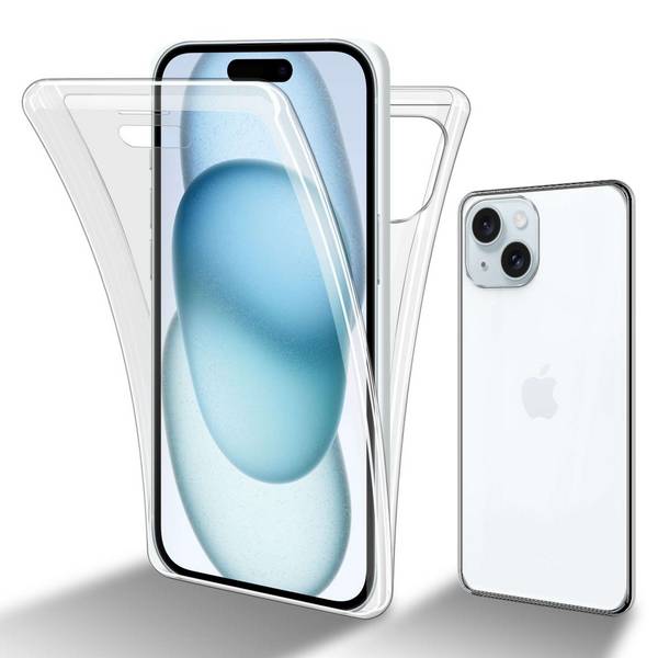 Cadorabo Schutzhülle für Apple iPhone 15 PLUS Hülle in Transparent 360° Etui Full Body Handyhülle Cover Case