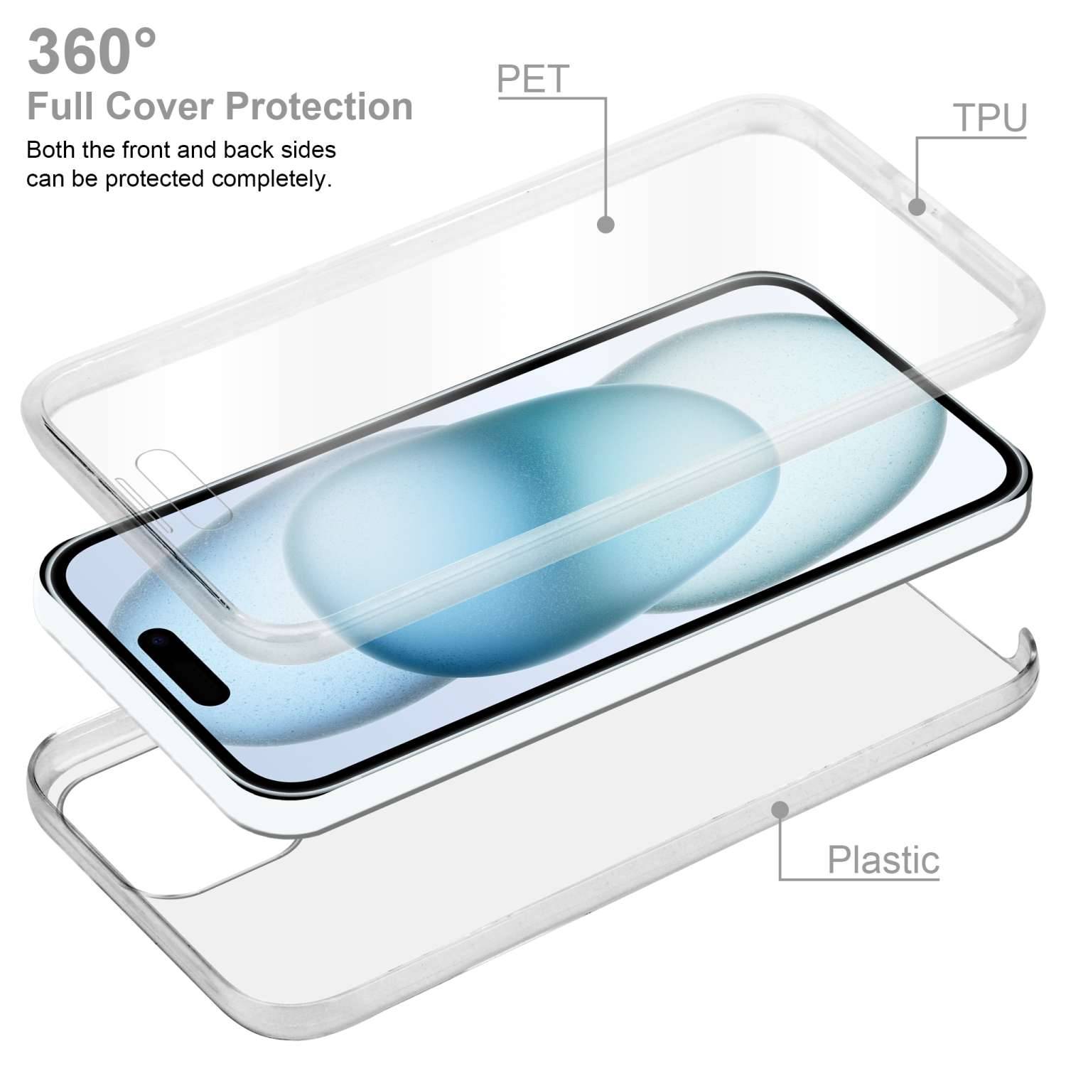 Cadorabo Schutzhülle für Apple iPhone 15 Hülle in Transparent 360° Etui Full Body Handyhülle Cover Case-1