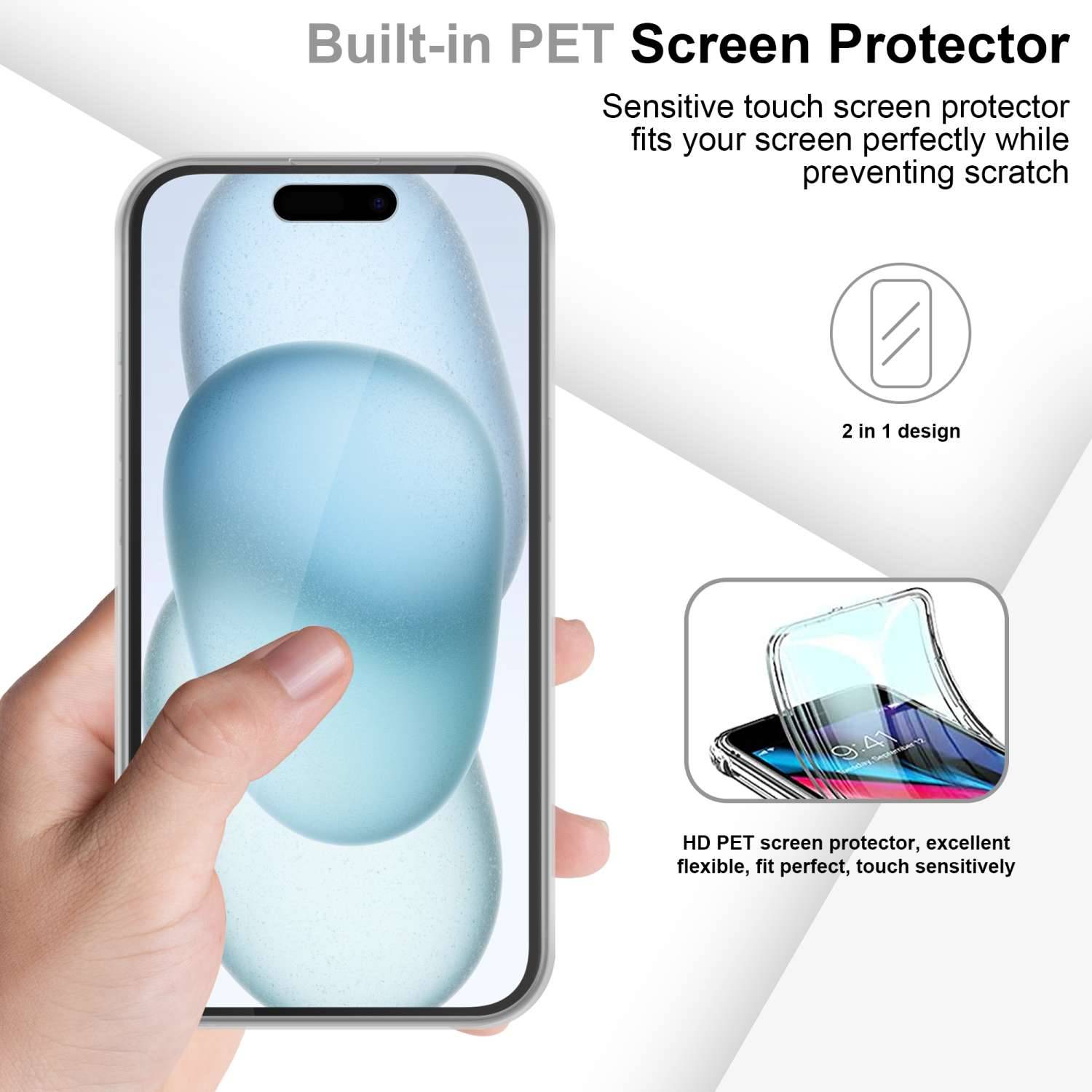 Cadorabo Schutzhülle für Apple iPhone 15 Hülle in Transparent 360° Etui Full Body Handyhülle Cover Case-3