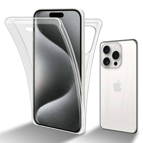 Cadorabo Schutzhülle für Apple iPhone 15 PRO Hülle in Transparent 360° Etui Full Body Handyhülle Cover Case