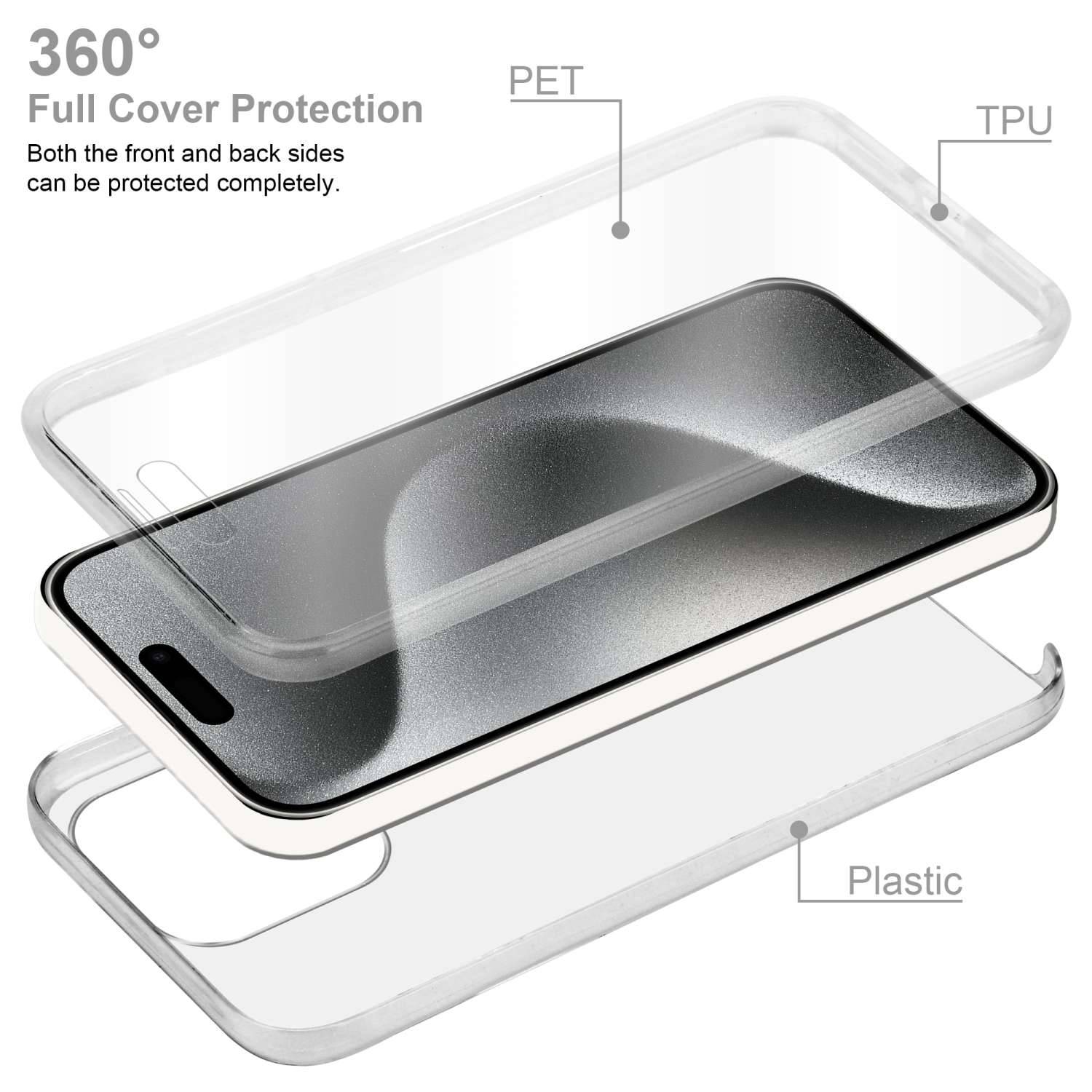Cadorabo Schutzhülle für Apple iPhone 15 PRO Hülle in Transparent 360° Etui Full Body Handyhülle Cover Case-1