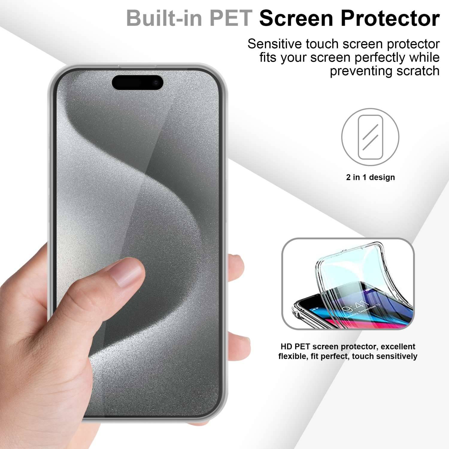 Cadorabo Schutzhülle für Apple iPhone 15 PRO Hülle in Transparent 360° Etui Full Body Handyhülle Cover Case-3