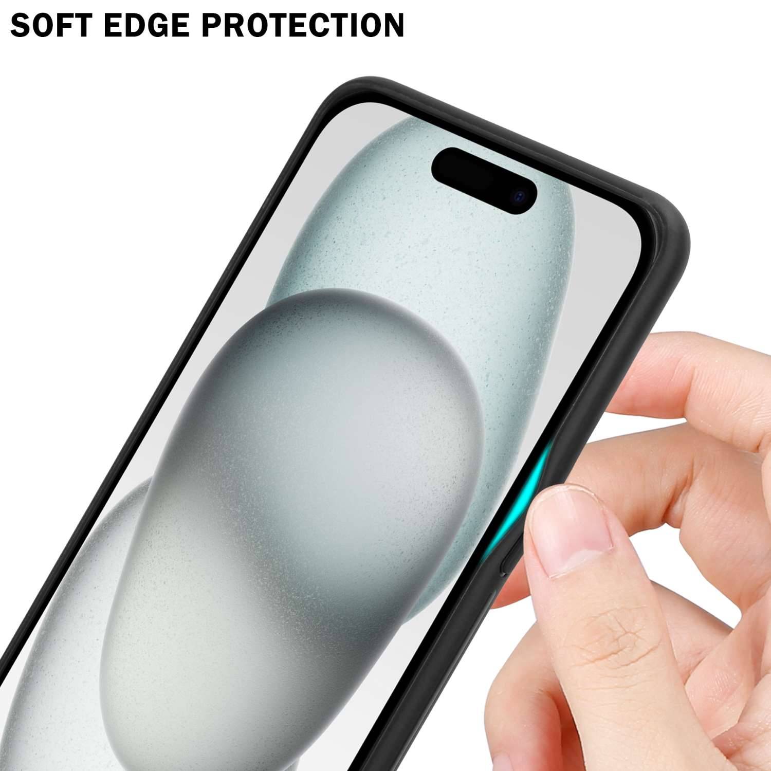 Cadorabo Hülle für Apple iPhone 15 PLUS Schutz Hülle in Schwarz Handyhülle TPU Etui Cover Case Tempered Glas-3