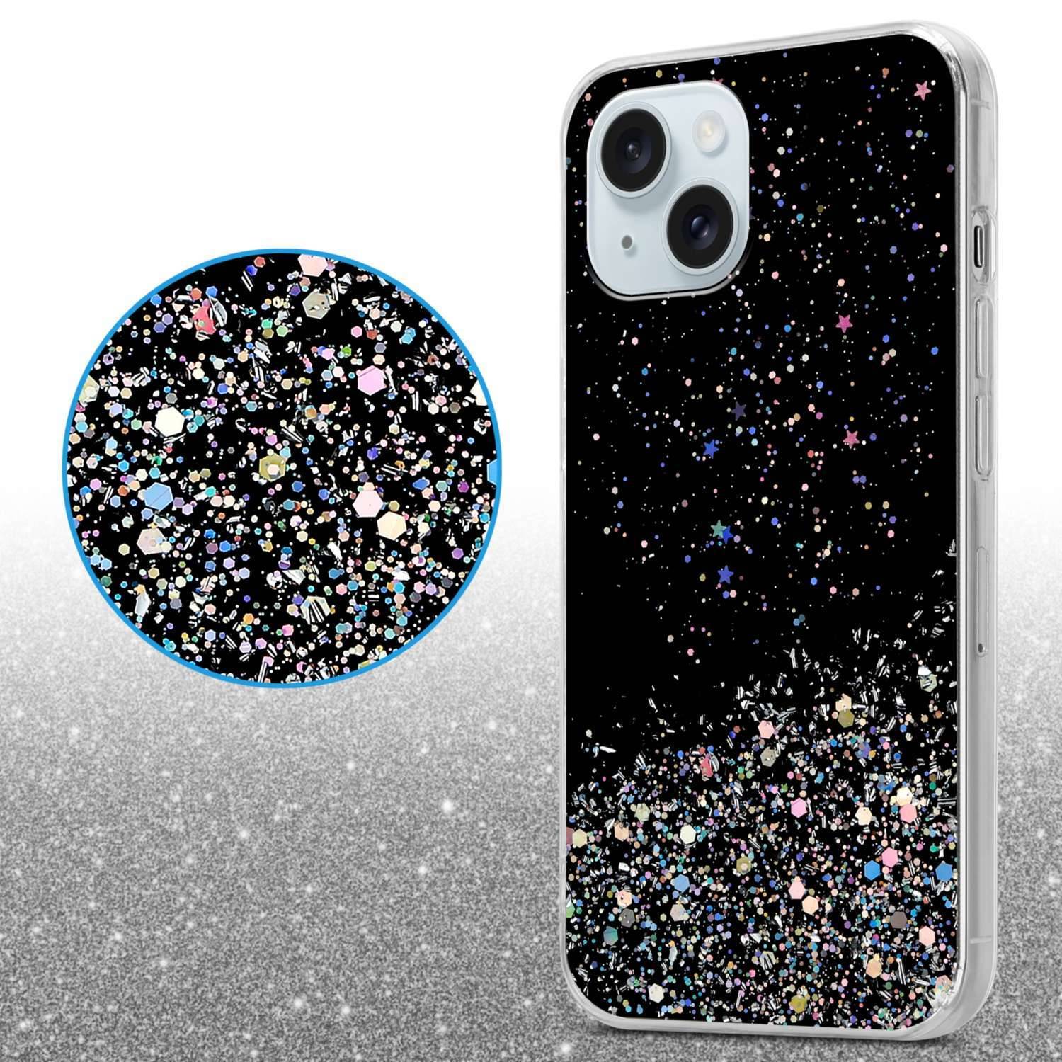 Cadorabo Hülle für Apple iPhone 15 Schutz Hülle in Schwarz Handyhülle TPU Etui Glitter Cover Case Glitzer-3