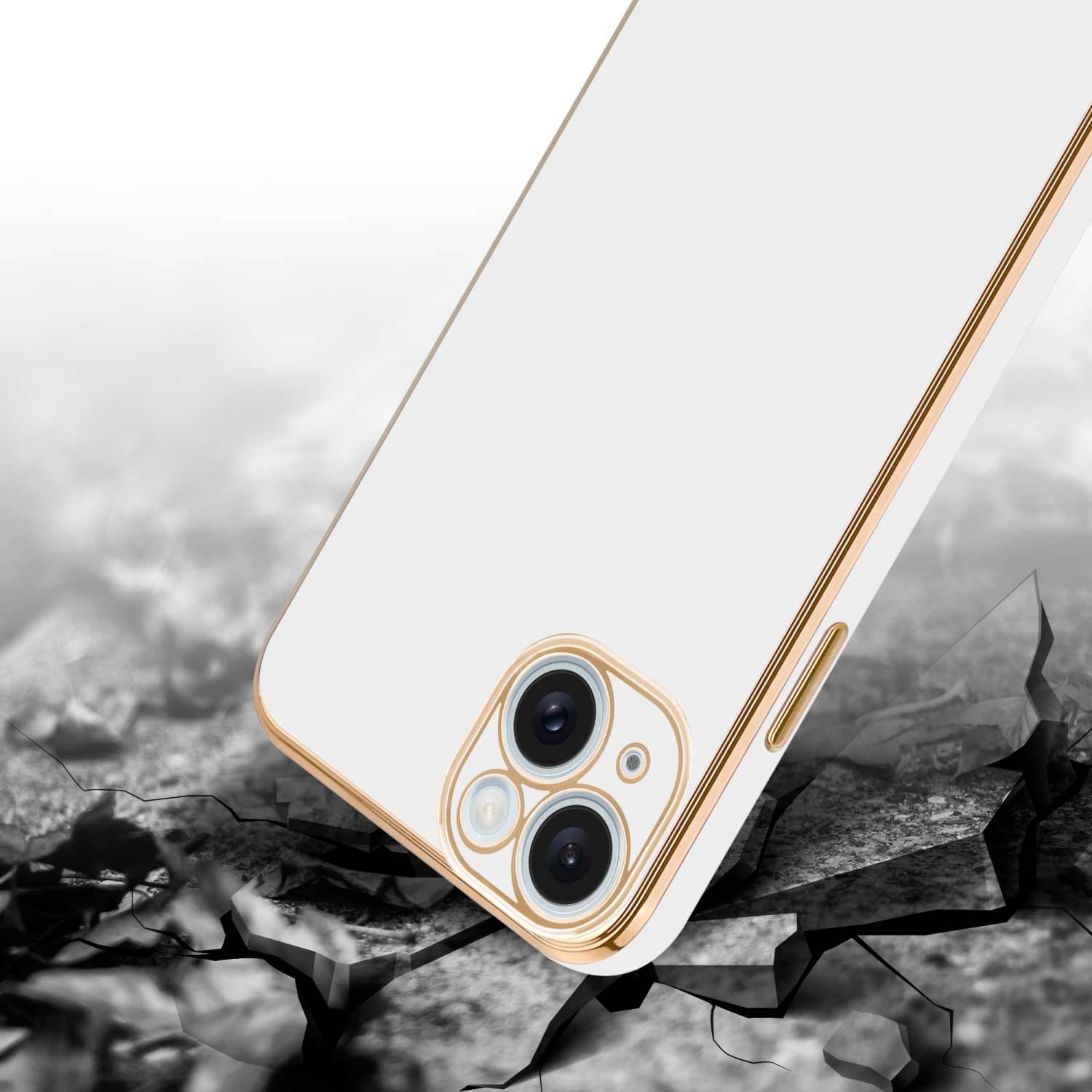 Cadorabo Schutzhülle für Apple iPhone 15 Hülle in Weiß Handyhülle TPU Silikon Kameraschutz Etui Case-3