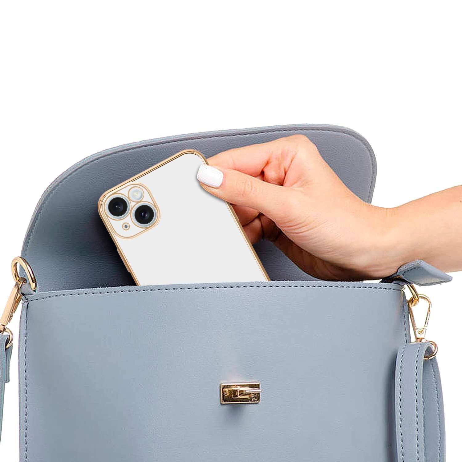 Cadorabo Schutzhülle für Apple iPhone 15 Hülle in Weiß Handyhülle TPU Silikon Kameraschutz Etui Case-4