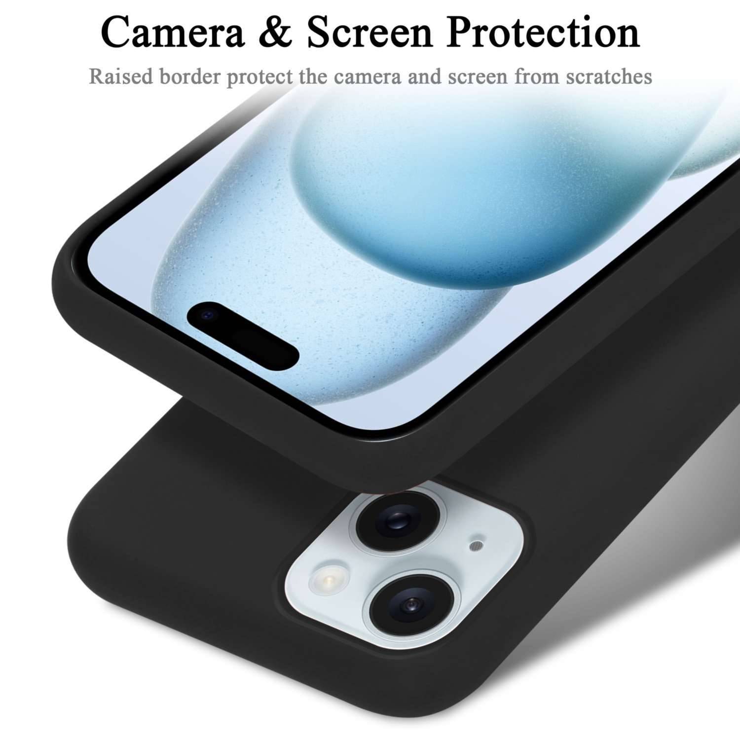 Cadorabo Schutzhülle für Apple iPhone 15 Hülle in Schwarz Handyhülle Case Cover TPU Etui-3