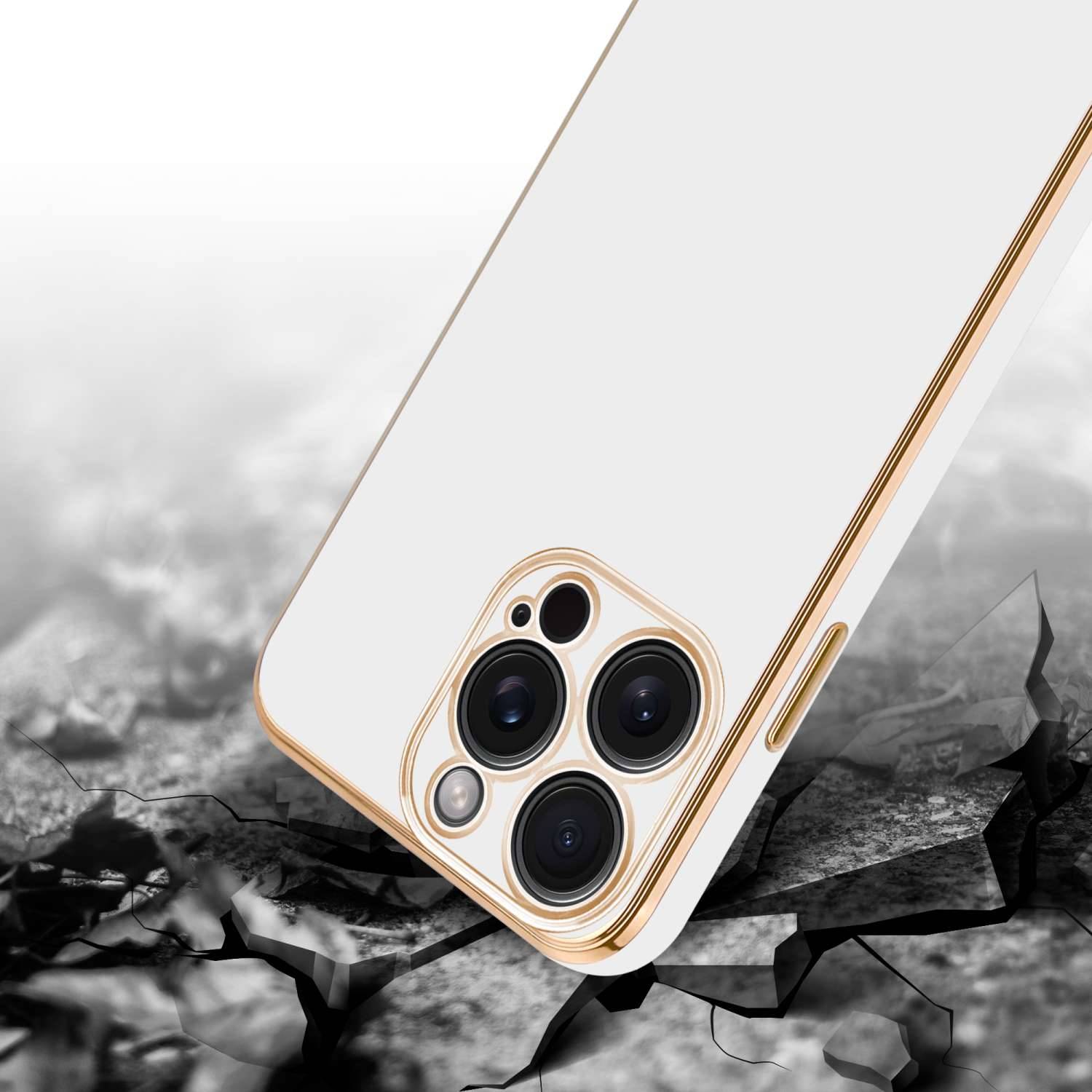 Cadorabo Schutzhülle für Apple iPhone 15 PRO Hülle in Weiß Handyhülle TPU Silikon Kameraschutz Etui Case-3