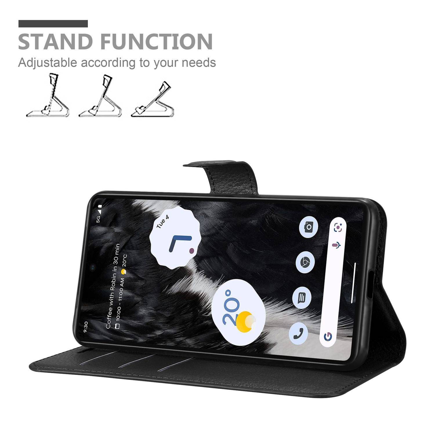 Cadorabo Hülle für Google PIXEL 7 Schutz Hülle in Schwarz Handyhülle Etui Case Cover Magnetverschluss-1