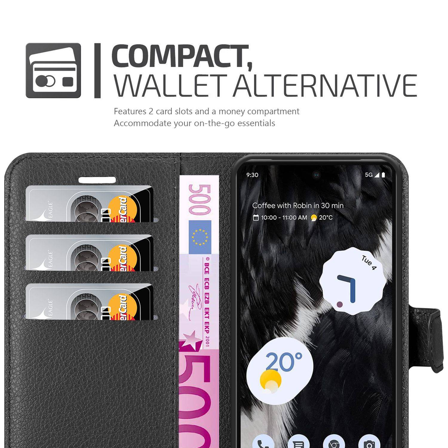 Cadorabo Hülle für Google PIXEL 7 Schutz Hülle in Schwarz Handyhülle Etui Case Cover Magnetverschluss-2