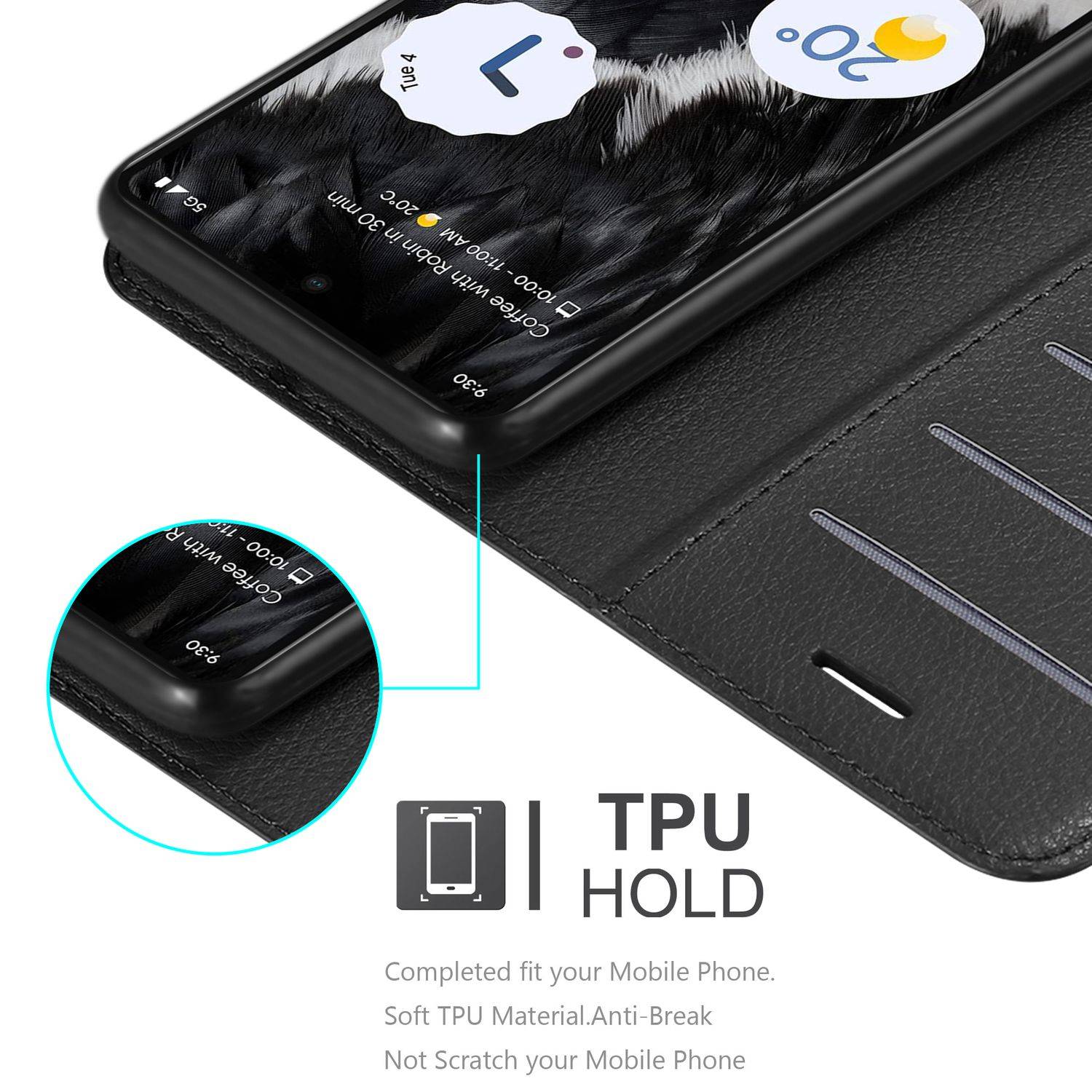 Cadorabo Hülle für Google PIXEL 7 Schutz Hülle in Schwarz Handyhülle Etui Case Cover Magnetverschluss-3