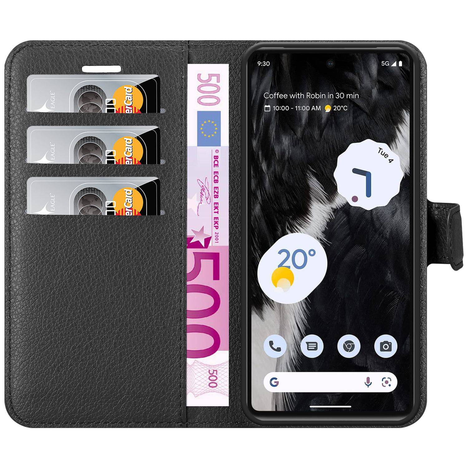 Cadorabo Hülle für Google PIXEL 7 Schutz Hülle in Schwarz Handyhülle Etui Case Cover Magnetverschluss-4