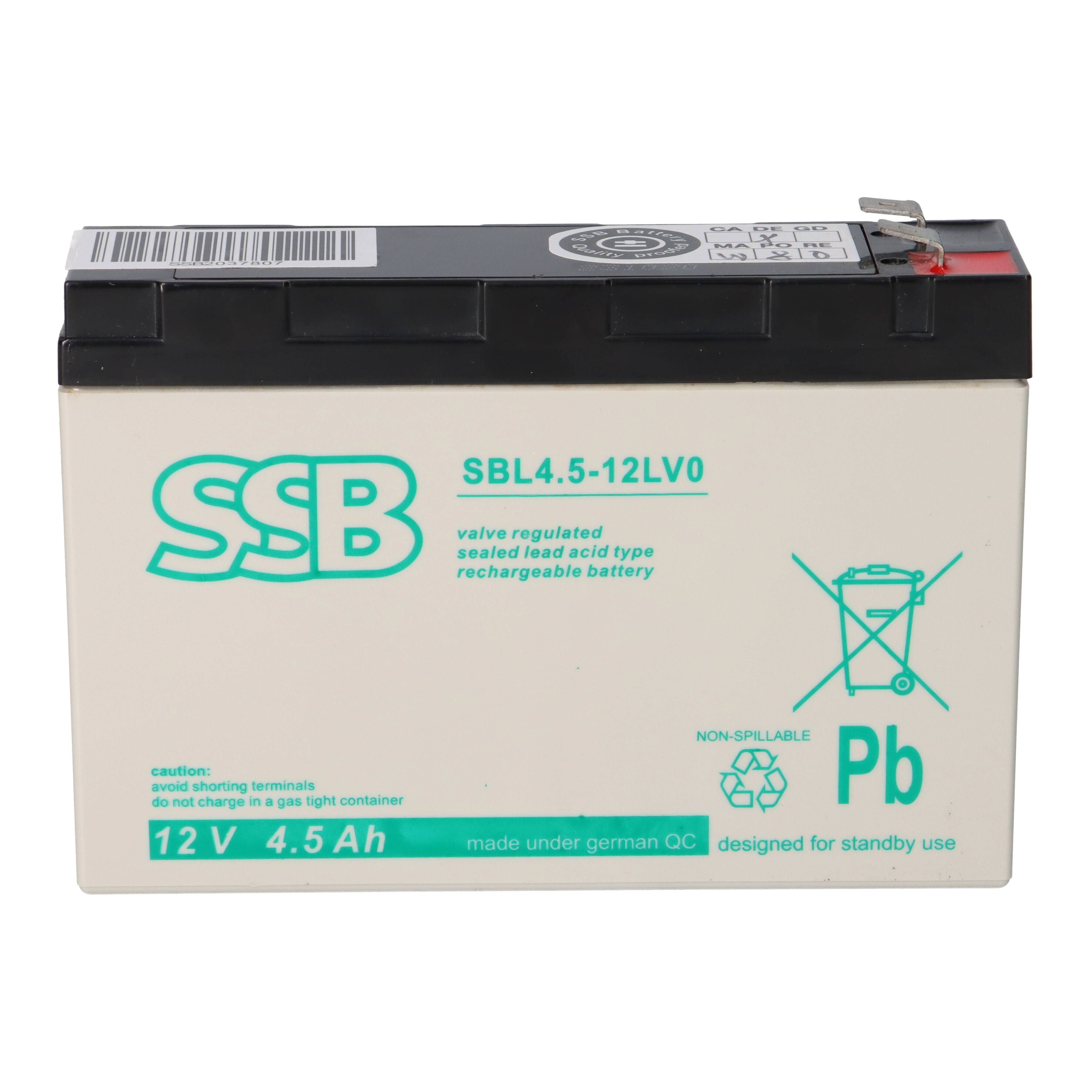 SSB Battery 12V 4,5Ah AGM Akku – passend für Panasonic UP-VW1220P1-1