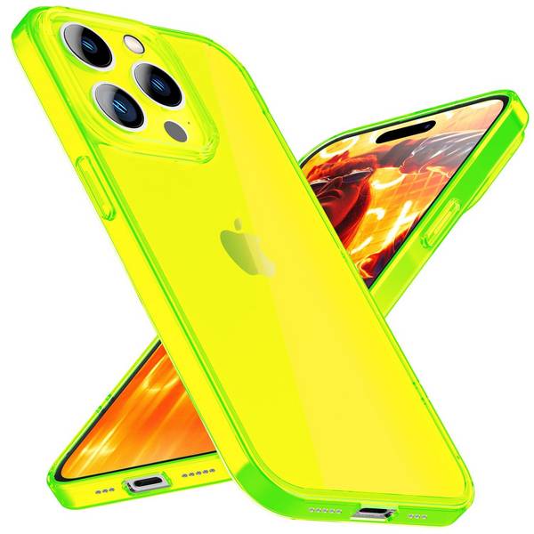 Hülle Neon Klar für iPhone 15 Pro Max Bunt Leuchtend Silikon Handyhülle TPU Case Gelb