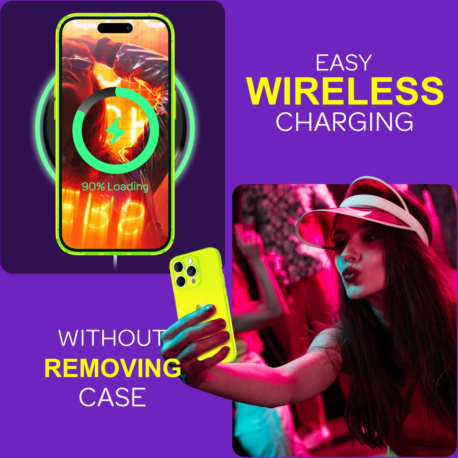 Hülle Neon Klar für iPhone 15 Pro Max Bunt Leuchtend Silikon Handyhülle TPU Case Gelb-4