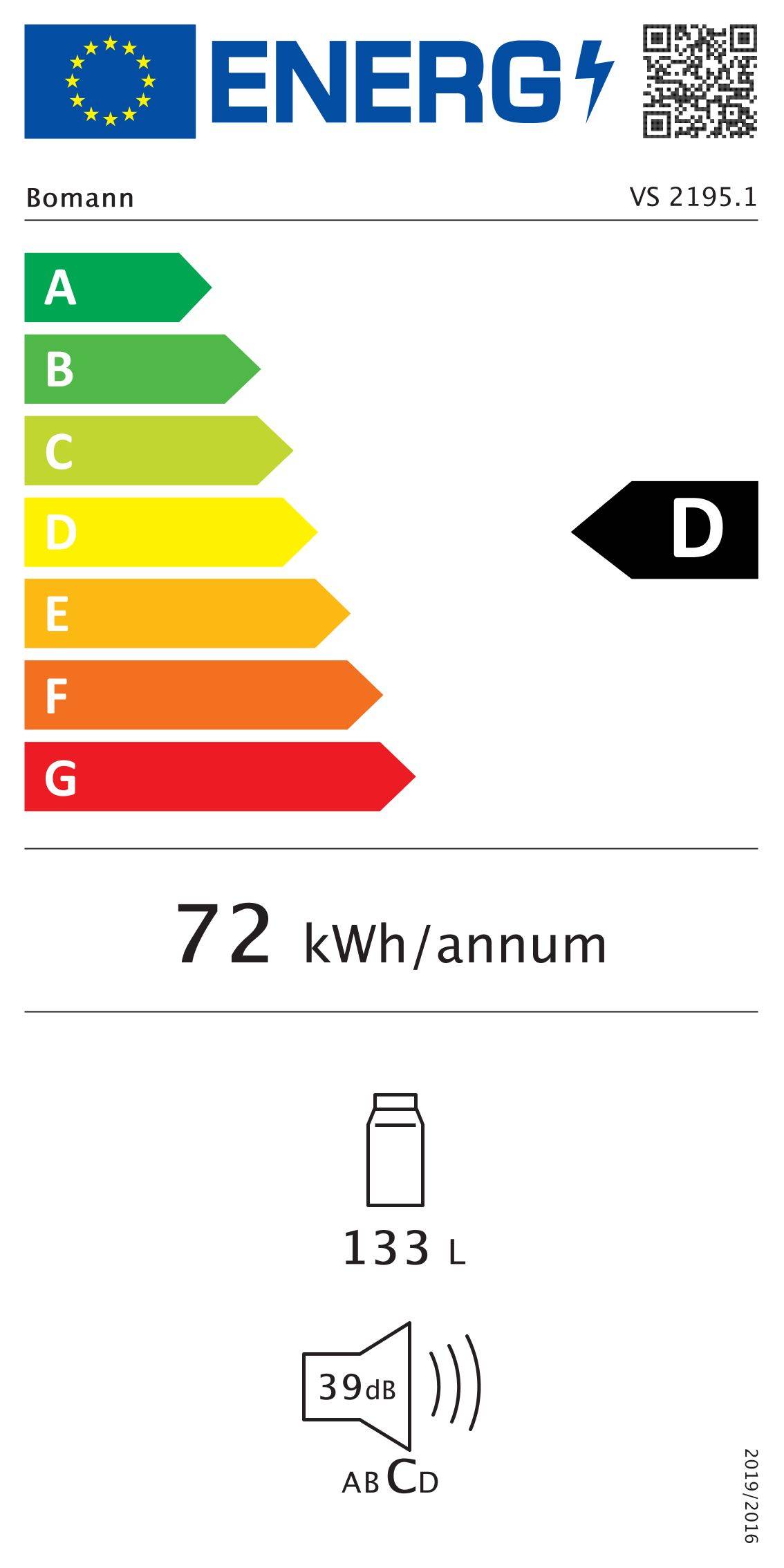Bomann Vollraumkühlschrank VS 2195.1 edelstahloptik, Nutzinhalt 133 LIter-5