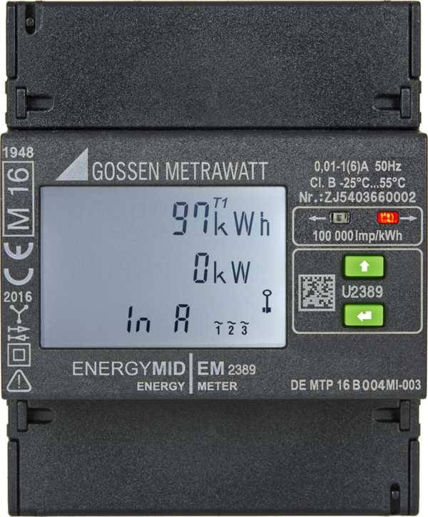 GOSS EM2389 Energiezähler, Wandleranschluss 5(6) A und 1(6) A, Klasse B, MID, 4-