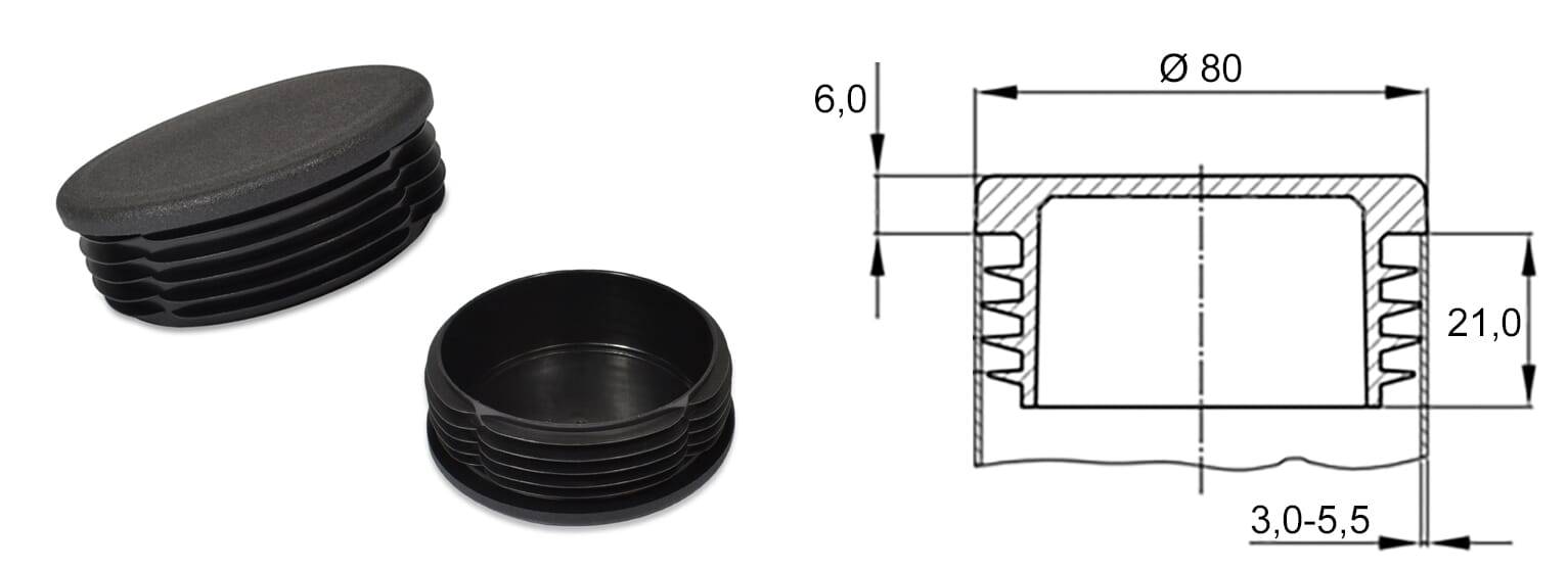 Gleiter rund 80x3-5,5 - PE, schwarz - emico-2