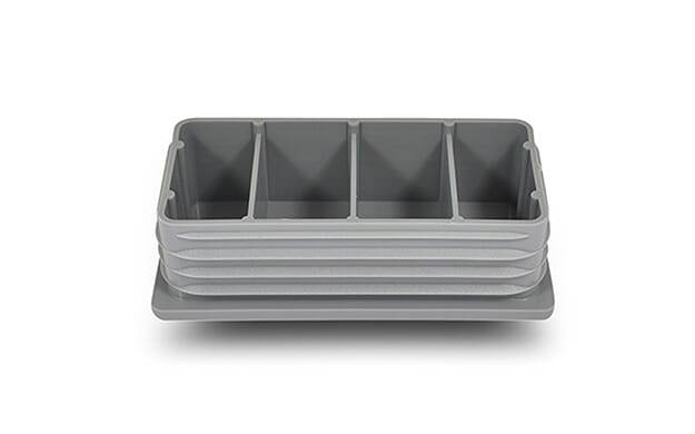 Gleiter rechteckig 100/80 x 4-6 - PE, grau ~ RAL 7042 - emico-1