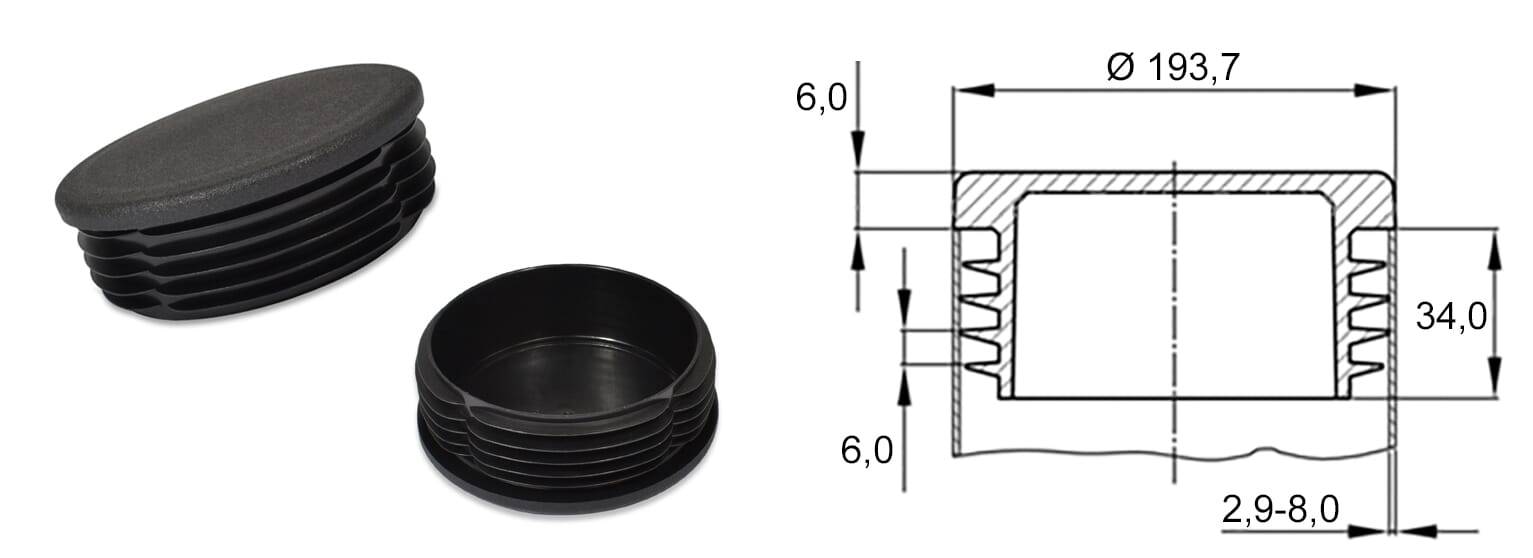 Gleiter rund 193,7x2,9-8 - PE, schwarz - emico-2