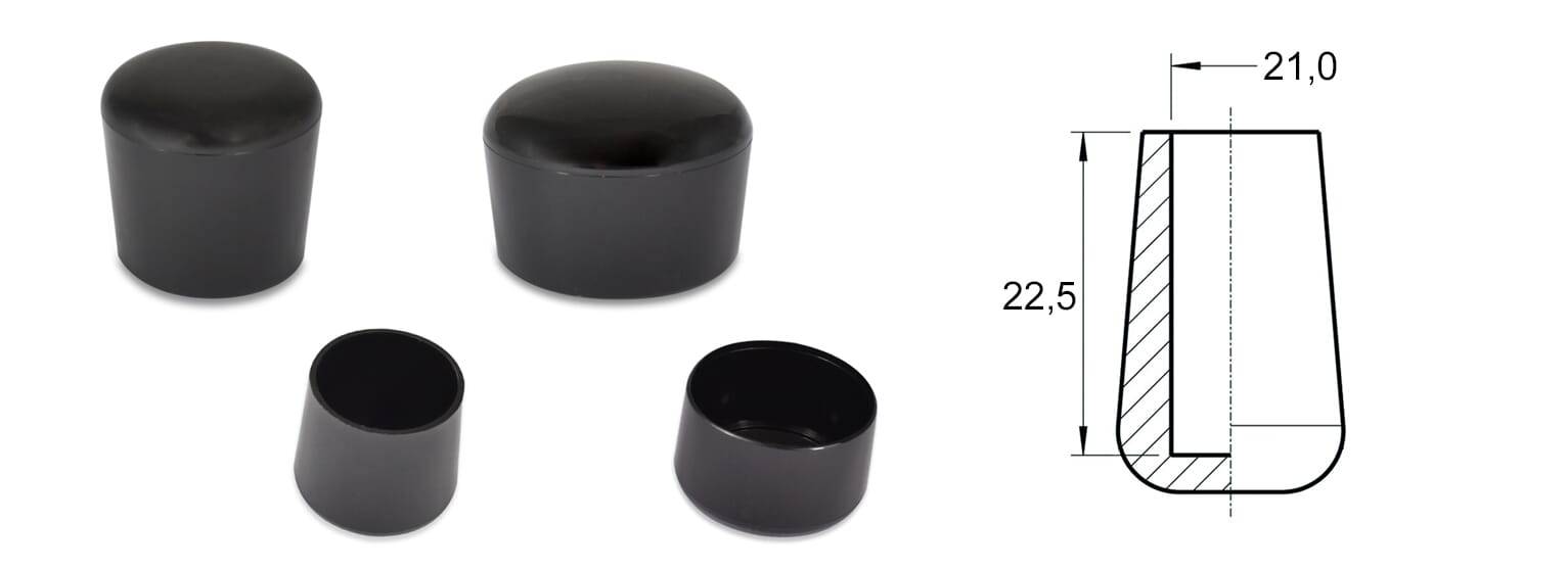 Rohrkappen Ø21,0 / L=22,5 - PVC, schwarz - emico-2