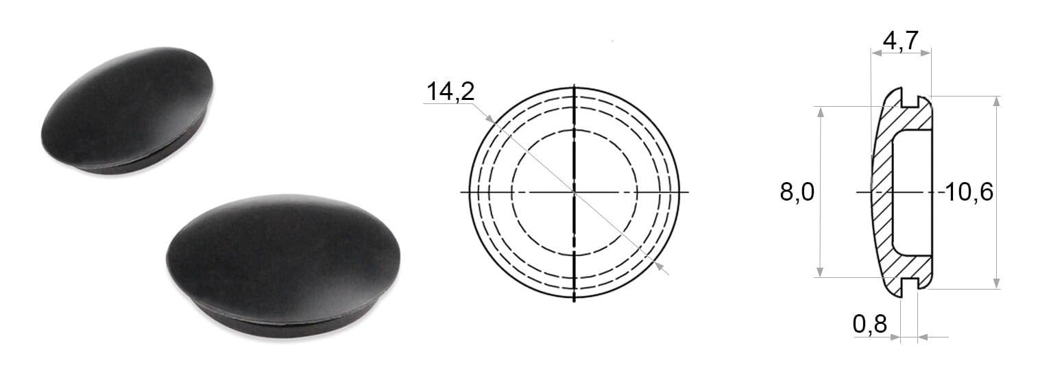 Blindstopfen 8,0/0,8 - PVC, schwarz - emico-1