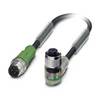 Phoenix Contact M12/M12 Verbindungsleitung mit LED 1xStift/1xBuchse gerade/gewink. 4/4-pol. A-Kodierung, 24V, 4A,