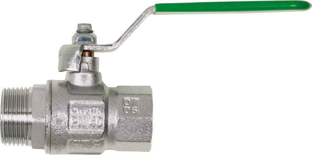 Trinkwasserkugelhahn DIN-DVGW, MS vernickelt, Hebelgriff, IG/AG, G 3/4", PN40, SB-0