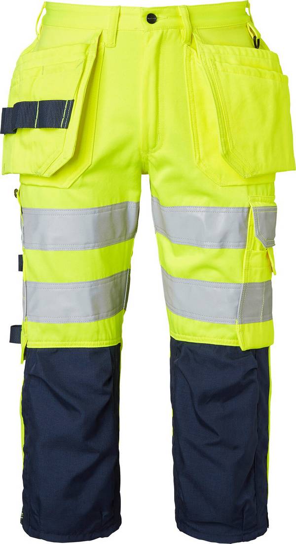 218 3/4 Handwerker Hose, Unisex, Fluoreszierendes gelb/navy blau, 54
