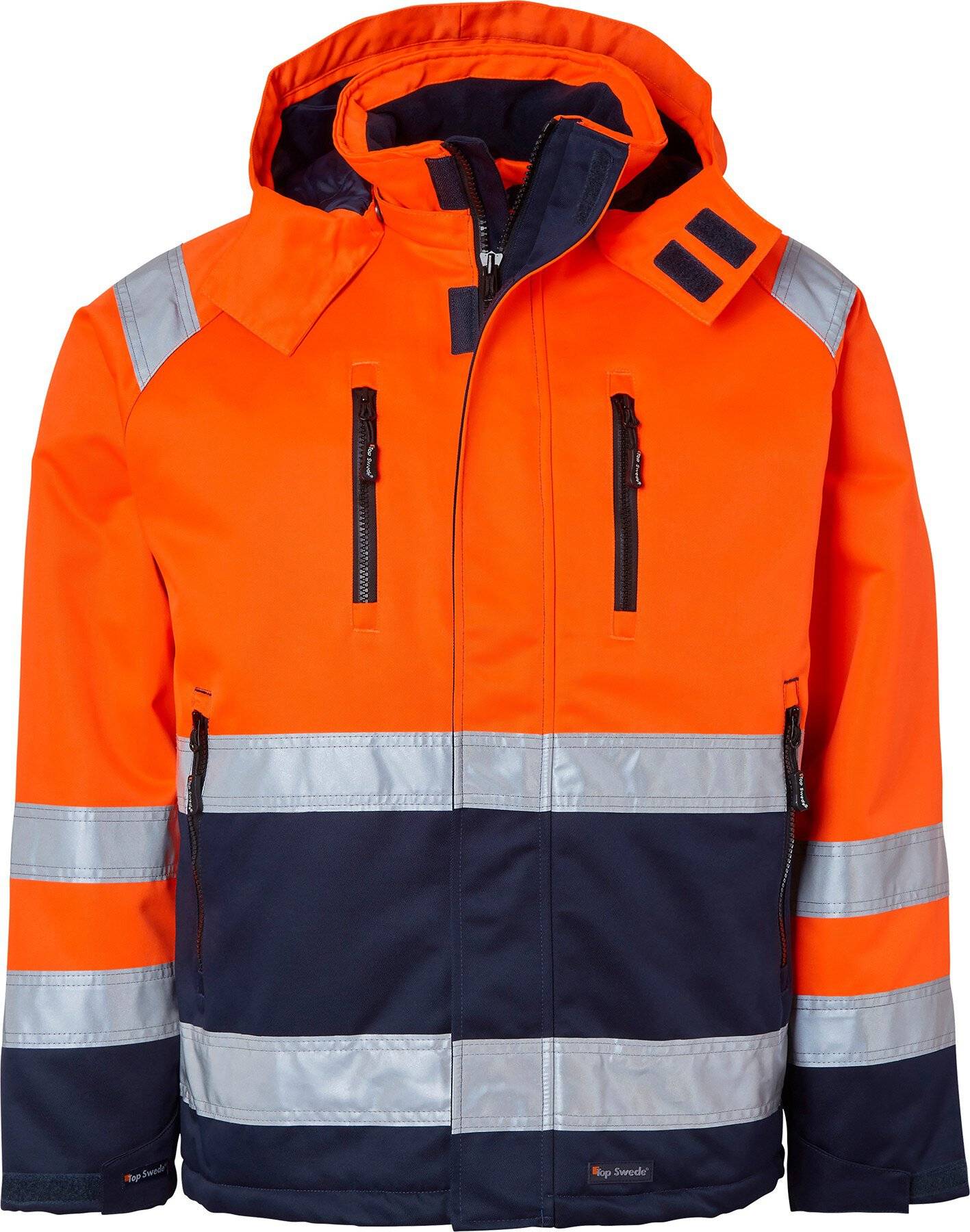 131 Winterjacke, Unisex, Fluoreszierendes orange/navy blau, L-0