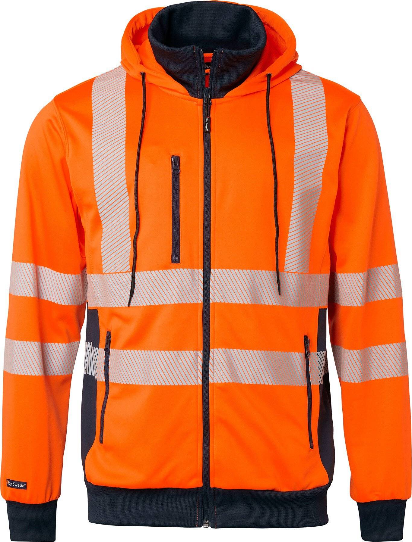 1729 Full-Zip Sweatshirt, Unisex, Fluoreszierendes orange/navy blau, XXL-0