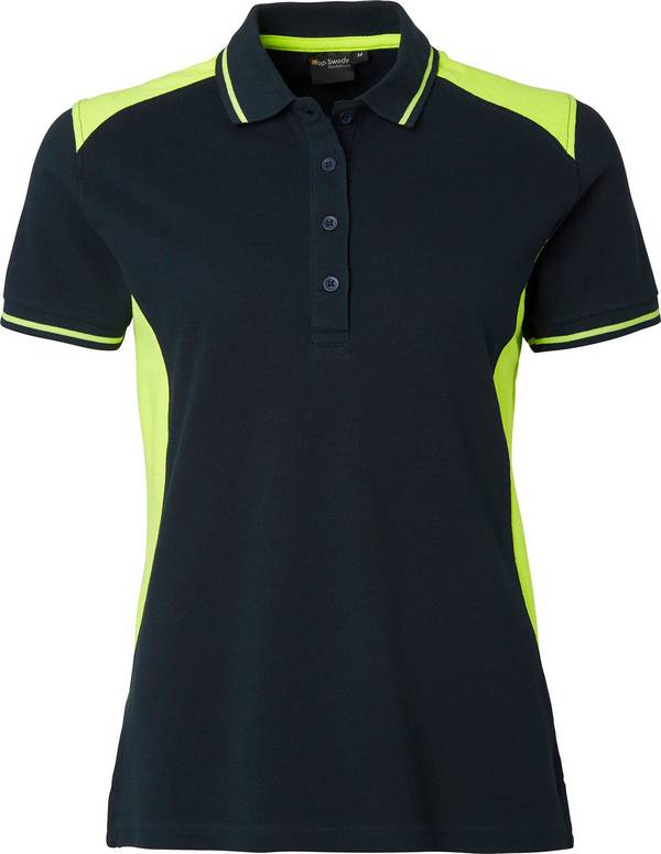 214 Poloshirt, Damen, navy blau/Fluoreszierendes gelb, XS