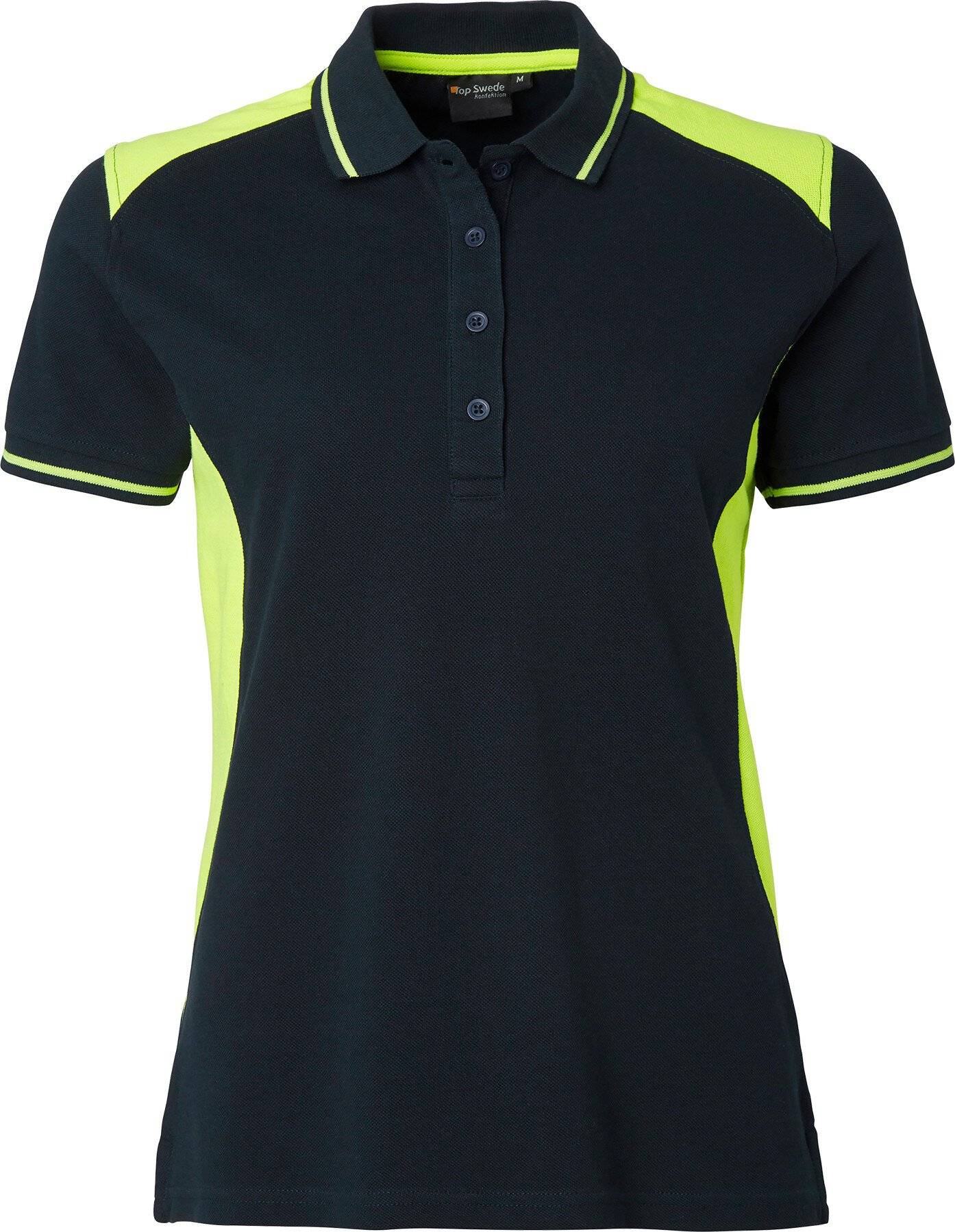 214 Poloshirt, Damen, navy blau/Fluoreszierendes gelb, XS-0