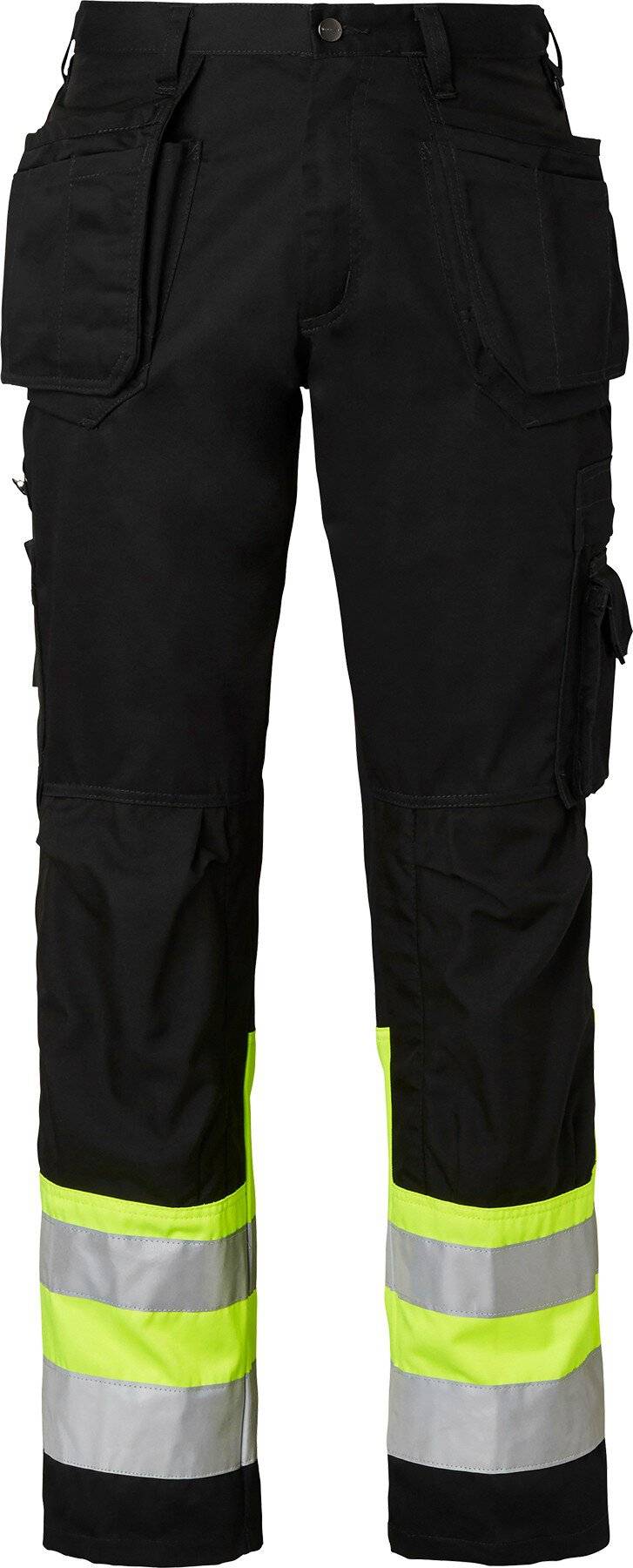 2171 Lange Handwerker Hose, Unisex, schwarz/Fluoreszierendes gelb, 94-0