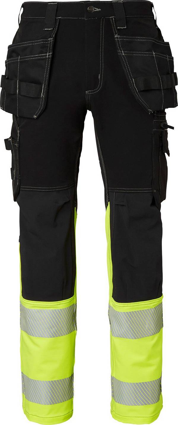 312 Lange Handwerker Hose, Unisex, schwarz/Fluoreszierendes gelb, 106