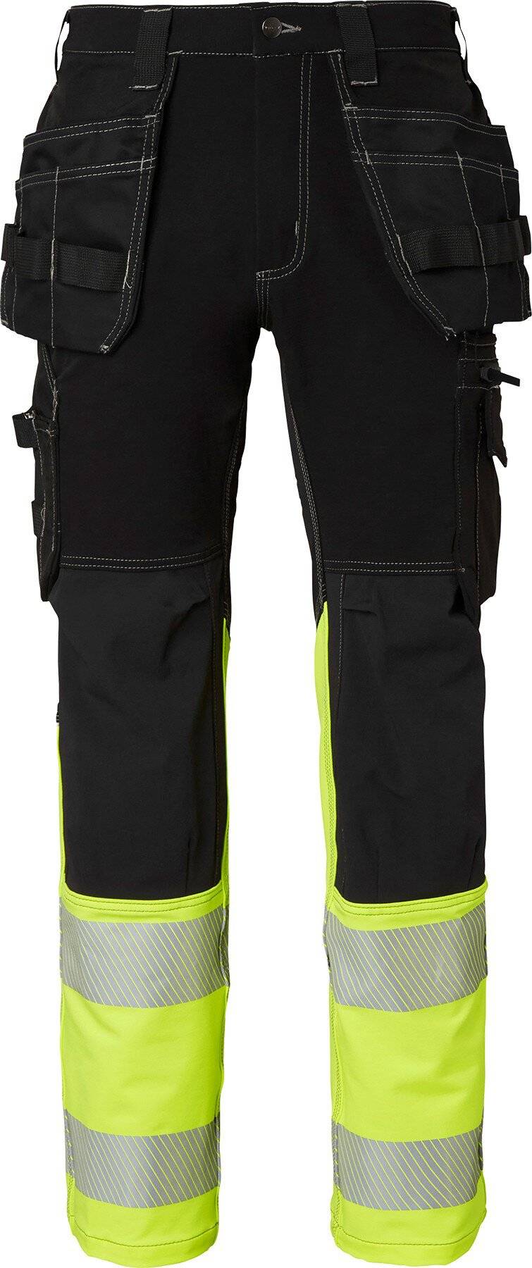 312 Lange Handwerker Hose, Unisex, schwarz/Fluoreszierendes gelb, 106-0