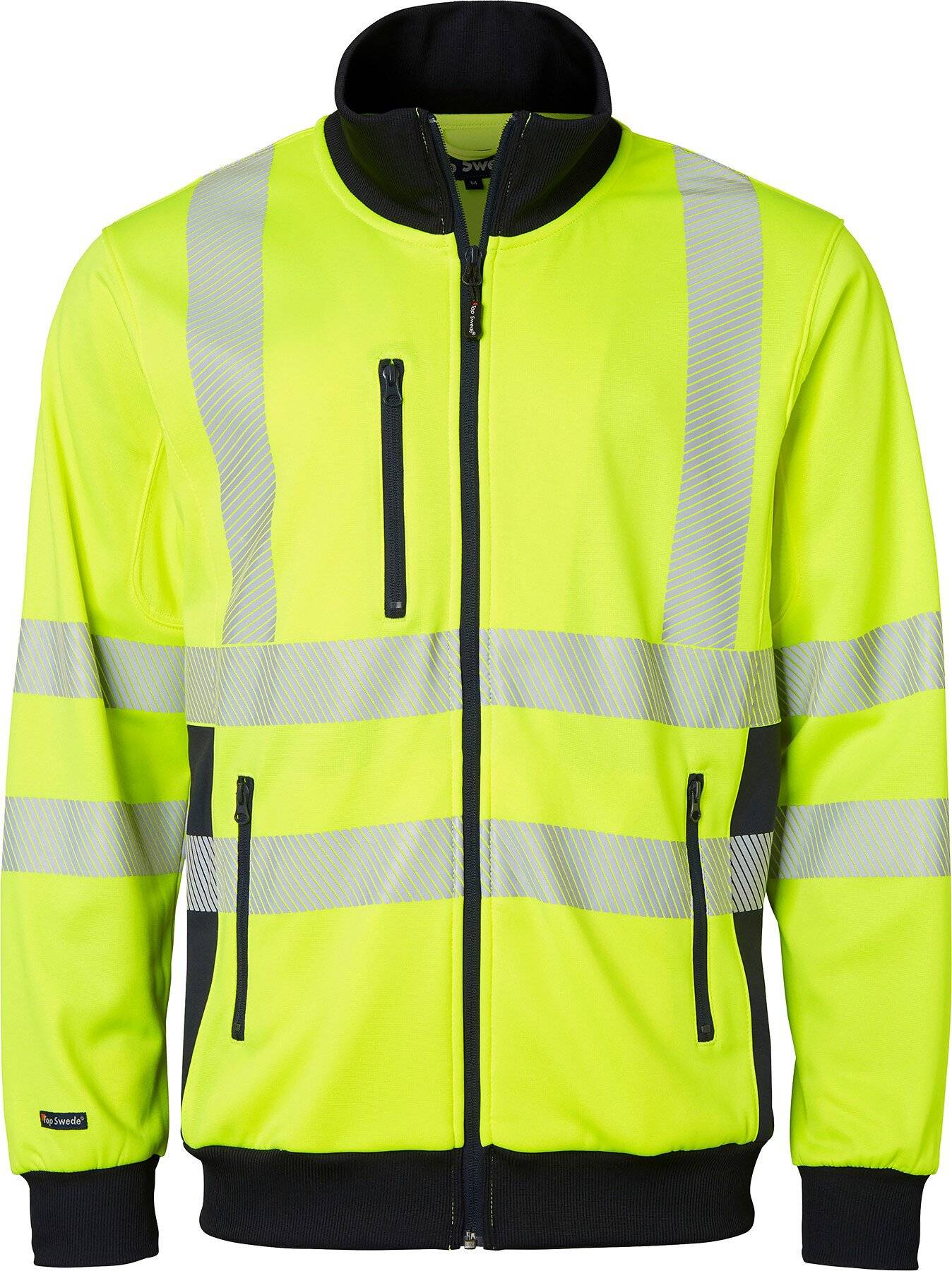 1529 Full-Zip Sweatshirt, Unisex, Fluoreszierendes gelb/navy blau, S-0