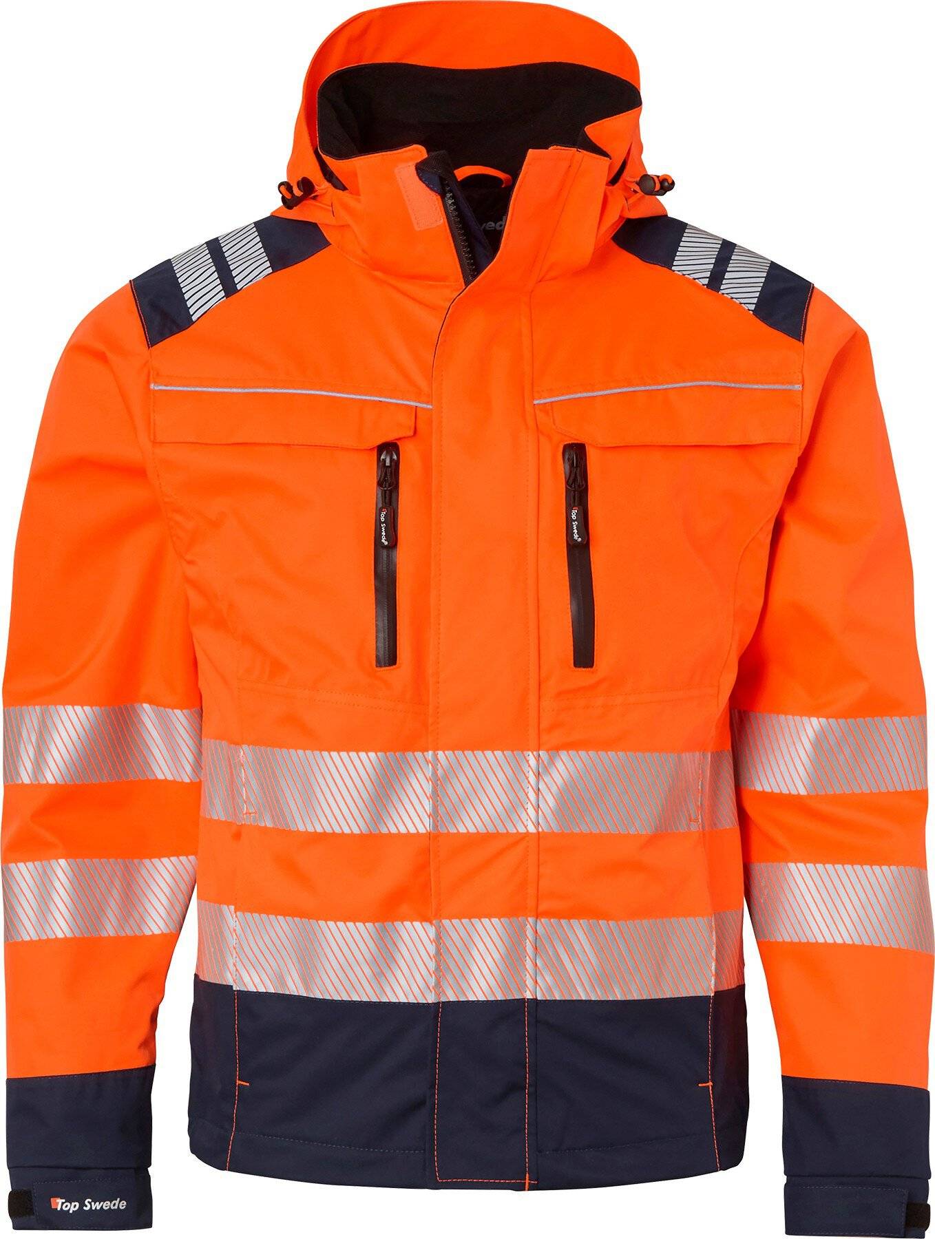 130 Shell-Jacke, Unisex, Fluoreszierendes orange/navy blau, L-0