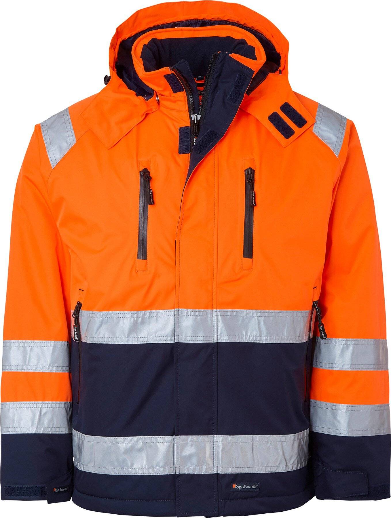 122 Winterjacke, Unisex, Fluoreszierendes orange/navy blau, S-0