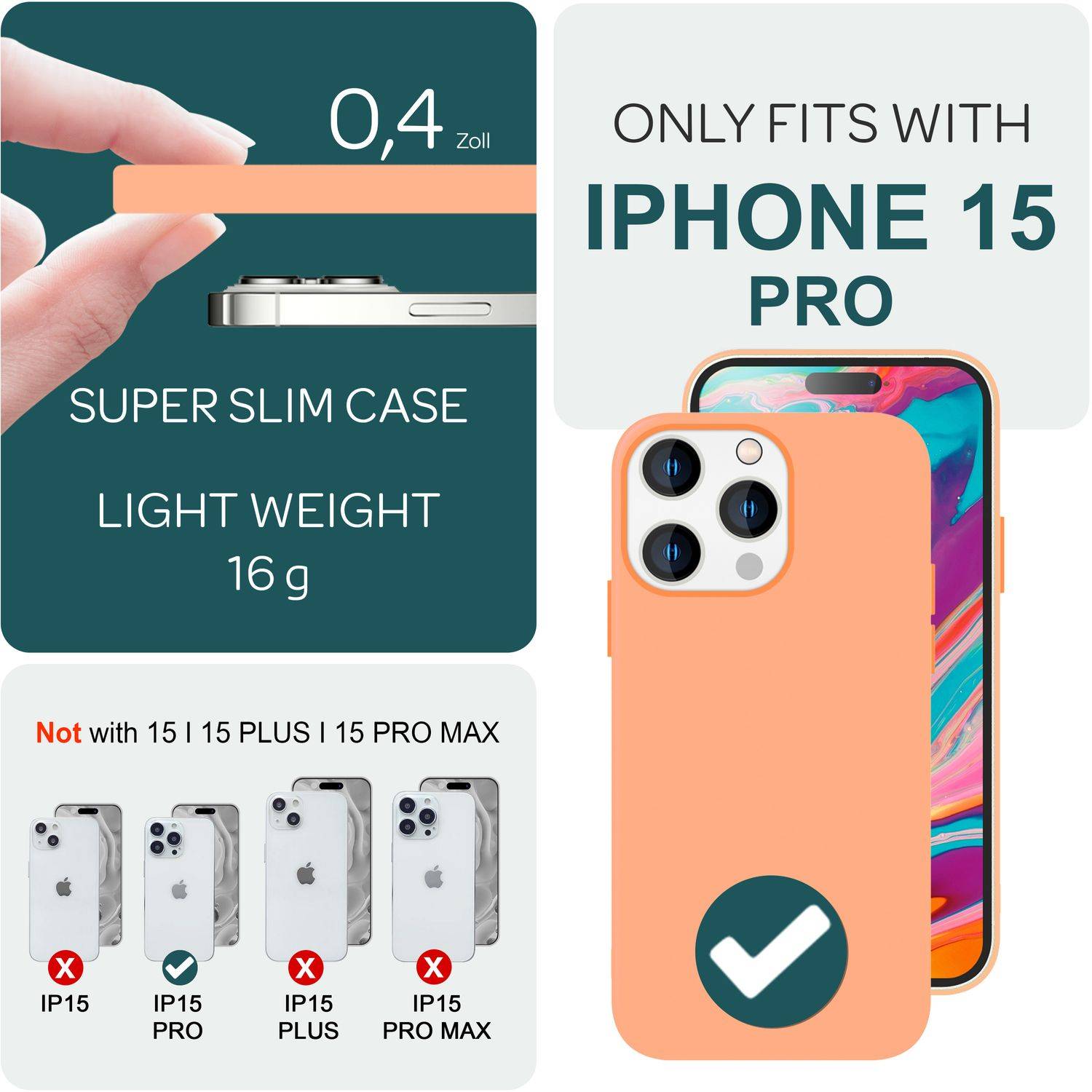 MagSafe Hülle für iPhone 15 Pro Liquid Silikon Handyhülle Magnet Cover Schutz Orange-3