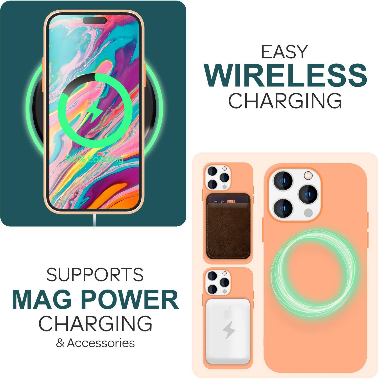 MagSafe Hülle für iPhone 15 Pro Liquid Silikon Handyhülle Magnet Cover Schutz Orange-4