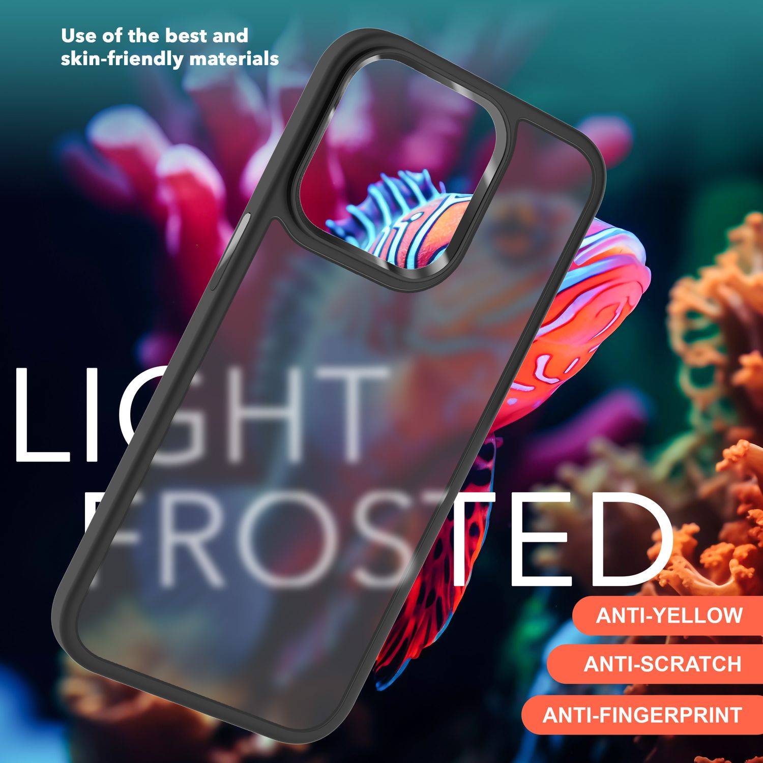 Hybrid Hülle für iPhone 15 Pro Max Frosted Case Schutz Rand Magnet Handyhülle Schwarz-2
