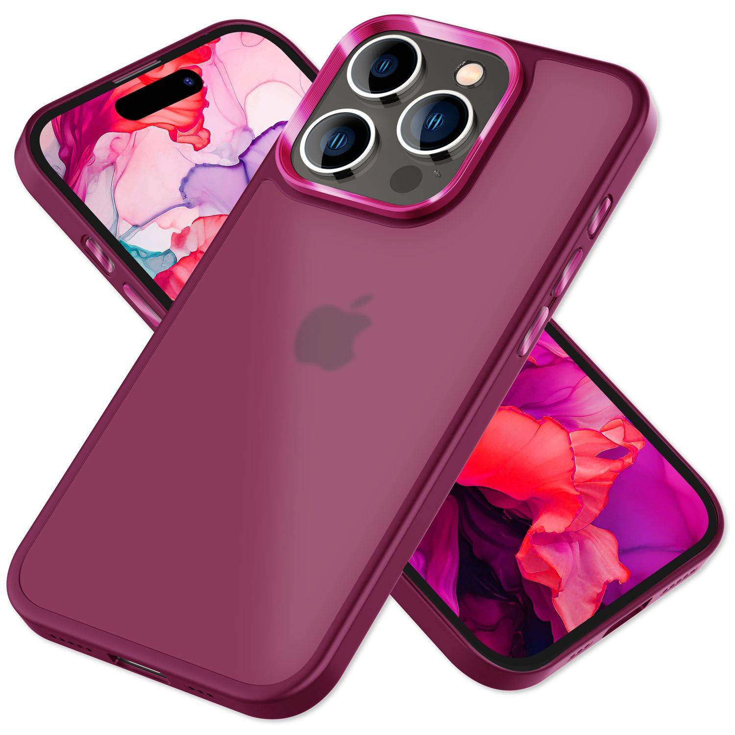 Hybrid Hülle für iPhone 15 Pro Max Frosted Case Schutz Rand Magnet Handyhülle Rot-0