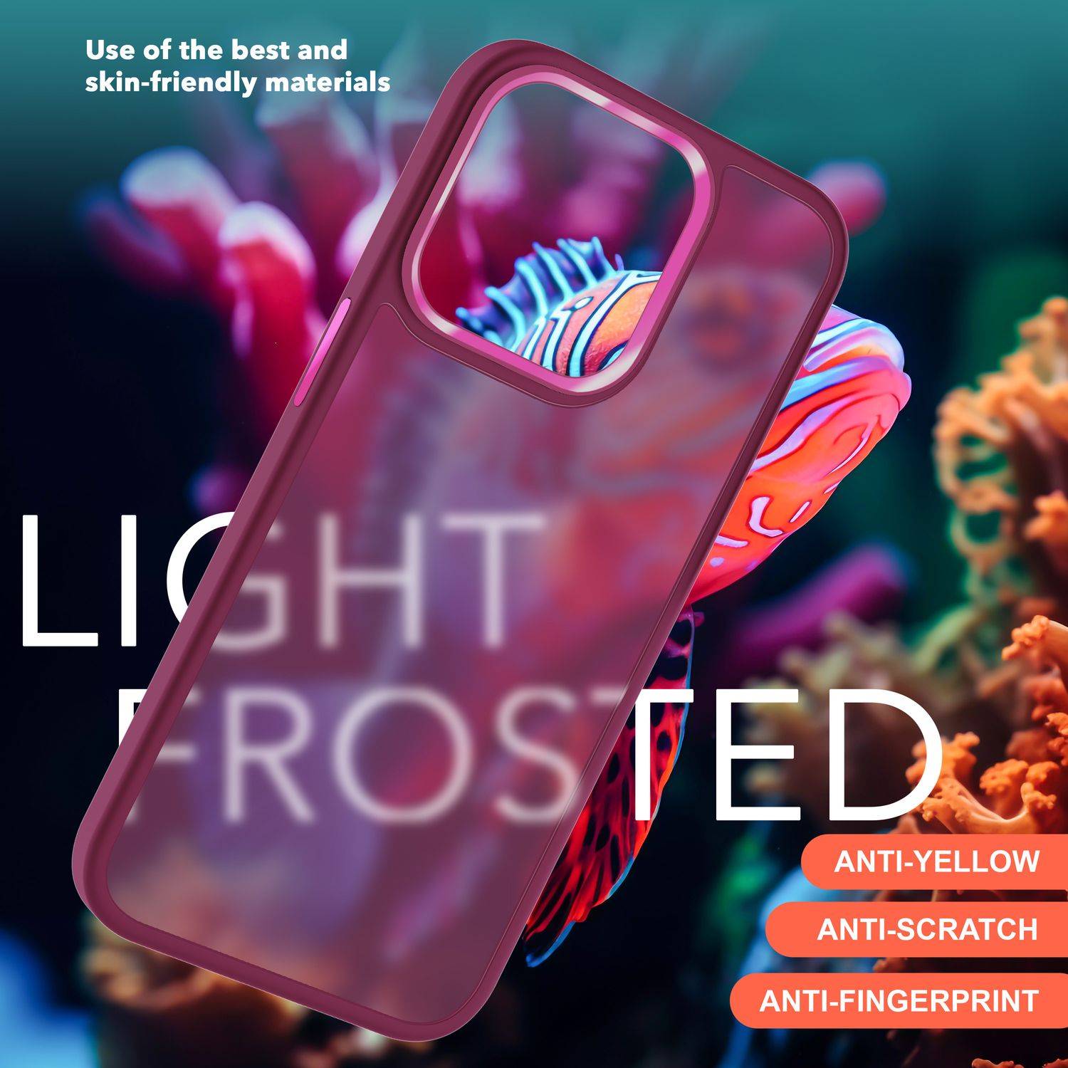 Hybrid Hülle für iPhone 15 Pro Max Frosted Case Schutz Rand Magnet Handyhülle Rot-2