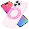MagSafe Hülle für iPhone 15 Pro Liquid Silikon Handyhülle Magnet Cover Schutz Pink